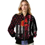 customized calgary flames star stripes red black bomber jacket best selling