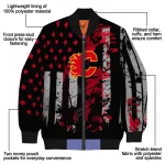 customized calgary flames star stripes red black bomber jacket best selling