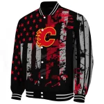 customized calgary flames star stripes red black varsity jacket best selling