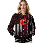customized calgary flames star stripes red black varsity jacket best selling
