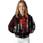 customized calgary flames star stripes red black varsity jacket best selling