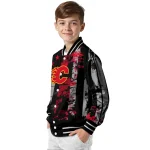 customized calgary flames star stripes red black varsity jacket best selling
