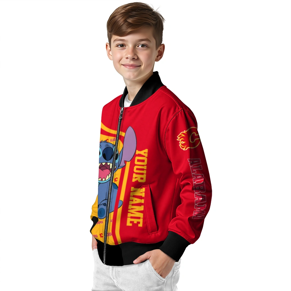 customized calgary flames stitch laughing red bomber jacket trendy customized calgary flames stitch laughing red bomber jacket trendy