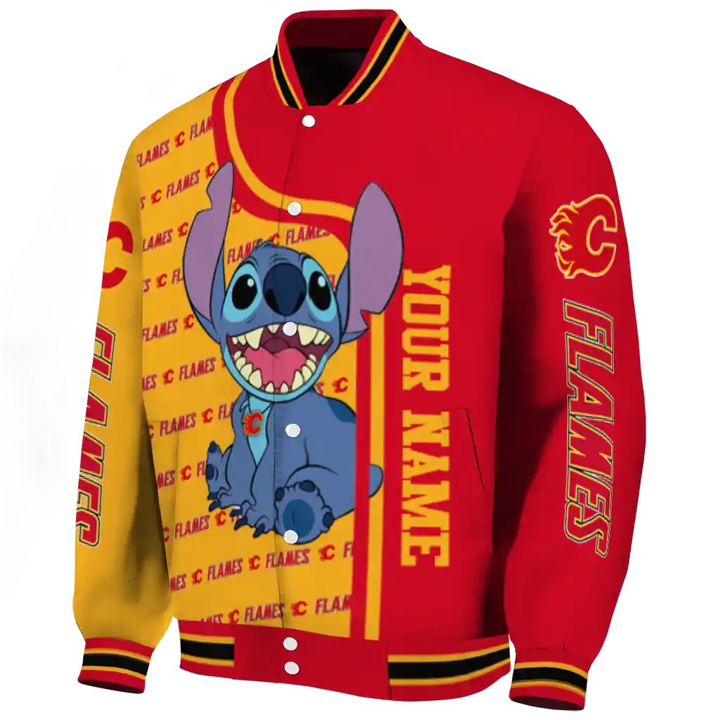customized calgary flames stitch laughing red varsity jacket best selling customized calgary flames stitch laughing red varsity jacket best selling