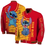 customized calgary flames stitch laughing red varsity jacket best selling