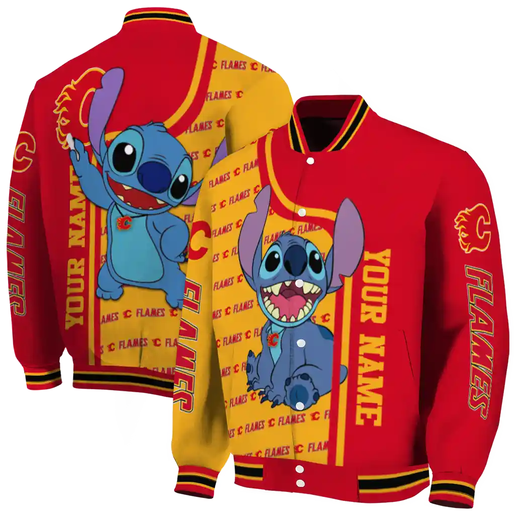 customized calgary flames stitch laughing red varsity jacket fashion forward customized calgary flames stitch laughing red varsity jacket fashion forward