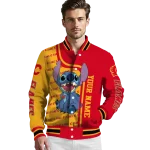 customized calgary flames stitch laughing red varsity jacket best selling