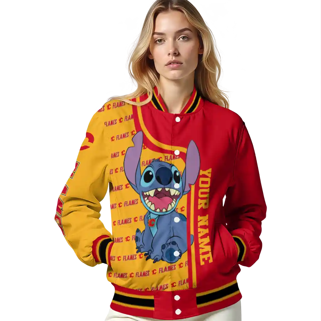customized calgary flames stitch laughing red varsity jacket latest model customized calgary flames stitch laughing red varsity jacket latest model