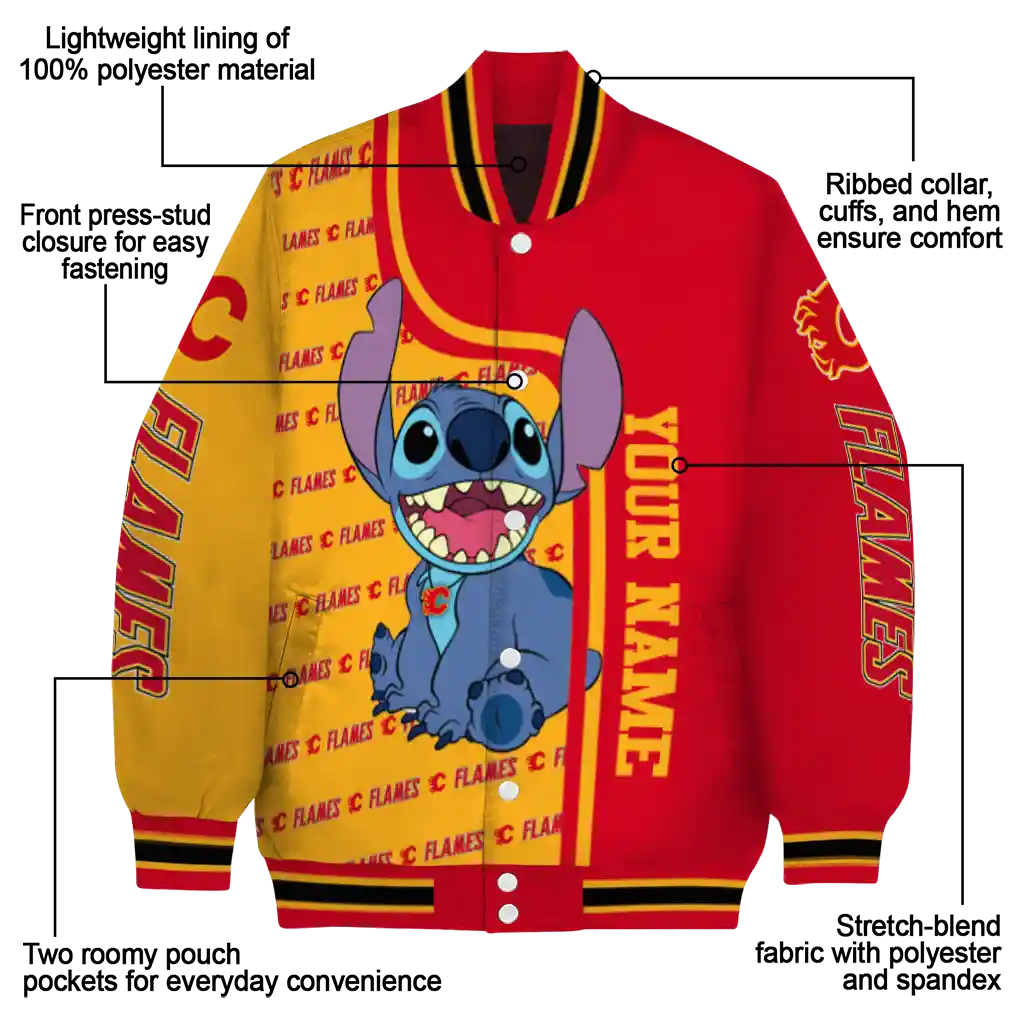 customized calgary flames stitch laughing red varsity jacket new arrival customized calgary flames stitch laughing red varsity jacket new arrival