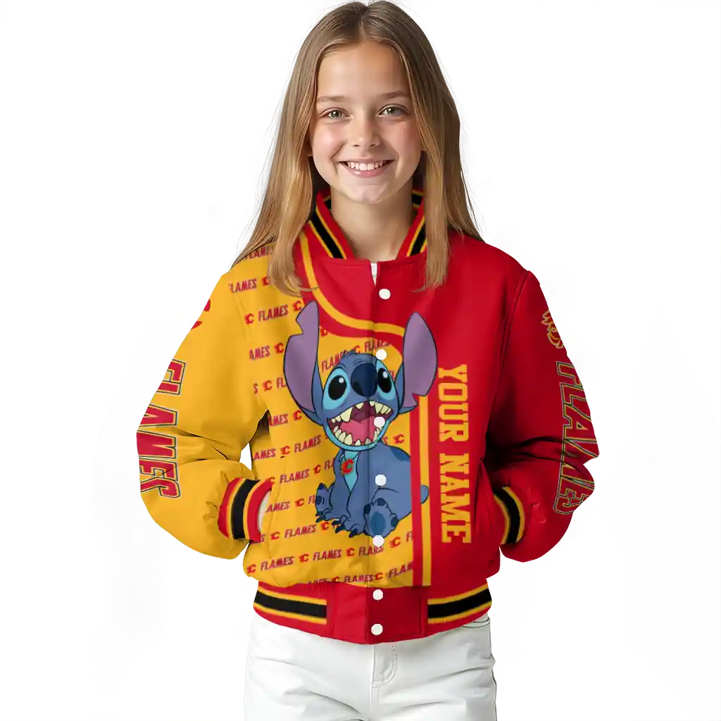 customized calgary flames stitch laughing red varsity jacket top rated customized calgary flames stitch laughing red varsity jacket top rated