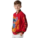 customized calgary flames stitch laughing red varsity jacket best selling