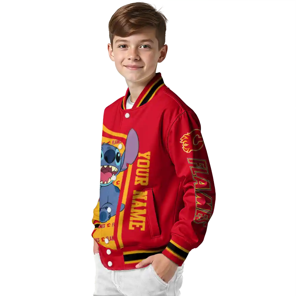 customized calgary flames stitch laughing red varsity jacket trendy customized calgary flames stitch laughing red varsity jacket trendy