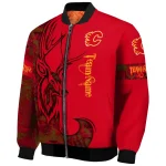 customized calgary flames tribal deer art red bomber jacket best selling