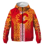 customized calgary flames tribal swirls red windbreaker jacket best selling