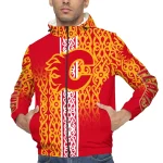 customized calgary flames tribal swirls red windbreaker jacket best selling
