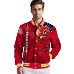 customized calgary flames usa flag rips red varsity jacket best selling