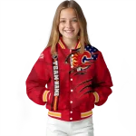 customized calgary flames usa flag rips red varsity jacket best selling