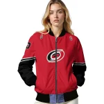 customized carolina hurricanes chevron style red bomber jacket best selling