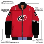 customized carolina hurricanes chevron style red bomber jacket best selling