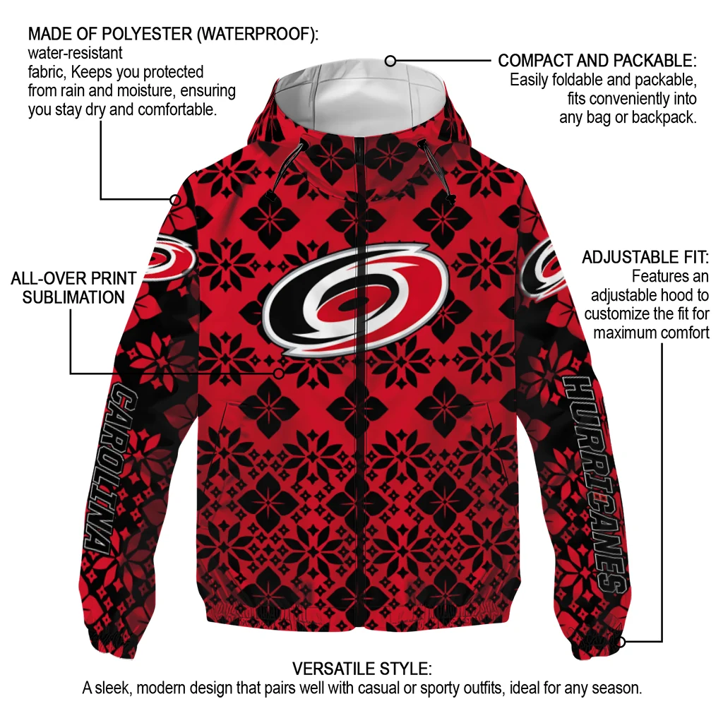 customized carolina hurricanes geometric blossom red windbreaker jacket new arrival customized carolina hurricanes geometric blossom red windbreaker jacket new arrival