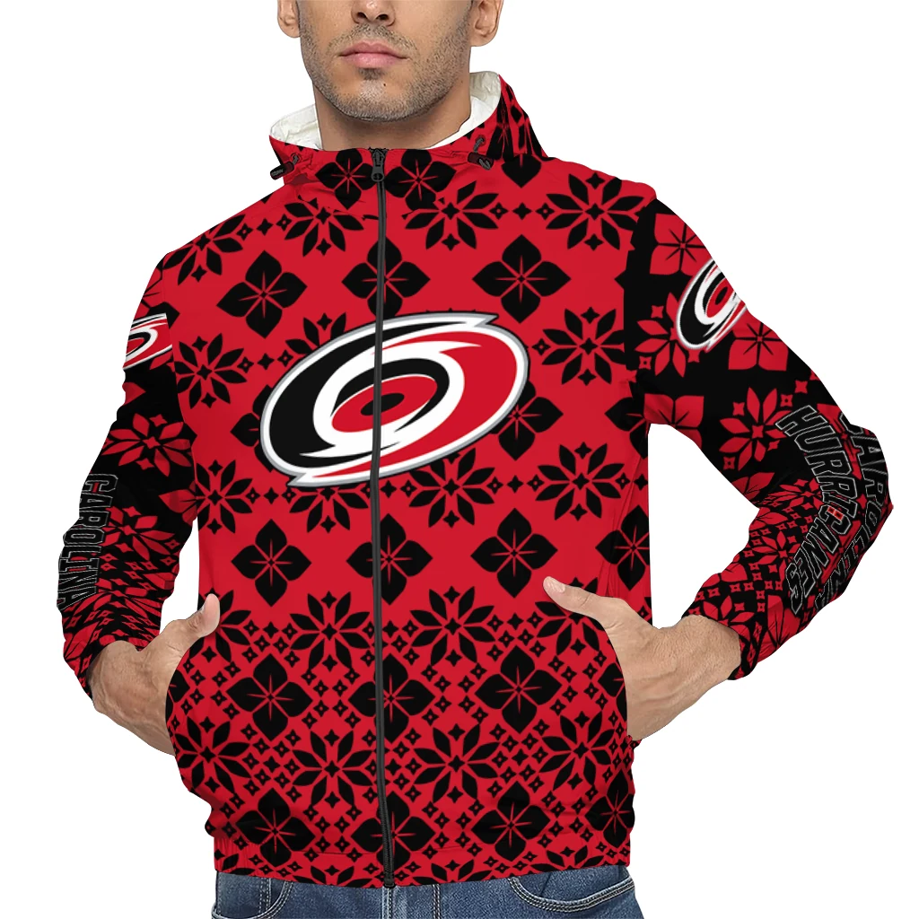 customized carolina hurricanes geometric blossom red windbreaker jacket top rated customized carolina hurricanes geometric blossom red windbreaker jacket top rated