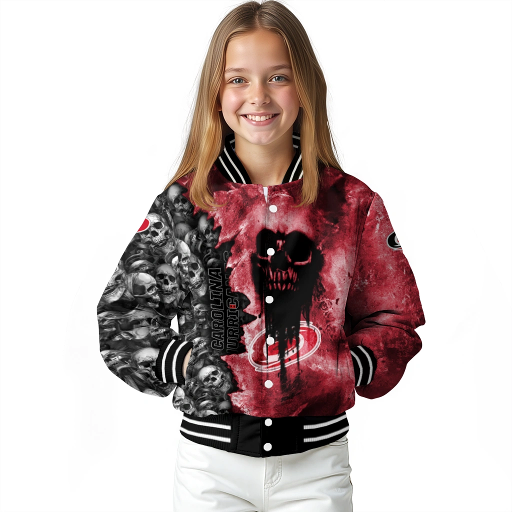 customized carolina hurricanes skull cluster red varsity jacket top rated customized carolina hurricanes skull cluster red varsity jacket top rated