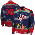 customized carolina hurricanes spongebob playtime red blue varsity jacket best selling