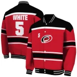 customized carolina hurricanes stripe statement red black varsity jacket best selling