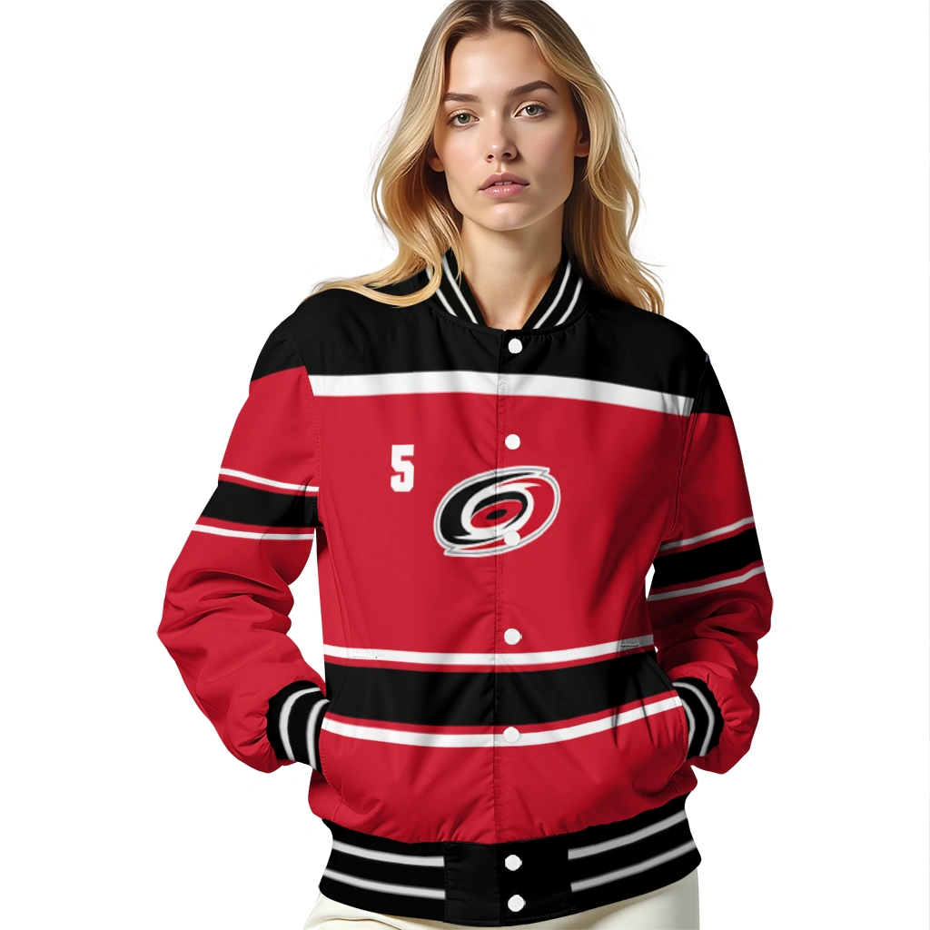 customized carolina hurricanes stripe statement red black varsity jacket latest model customized carolina hurricanes stripe statement red black varsity jacket latest model