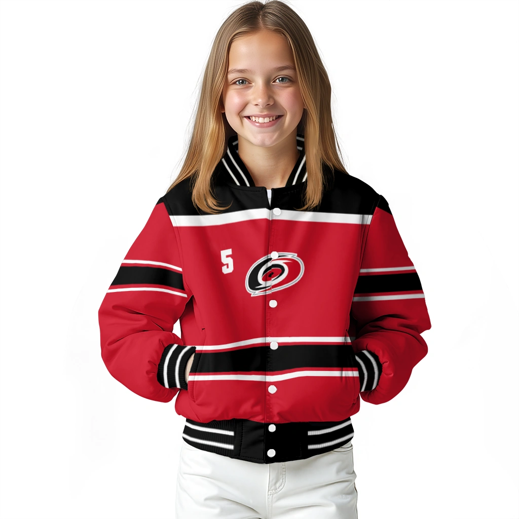 customized carolina hurricanes stripe statement red black varsity jacket top rated customized carolina hurricanes stripe statement red black varsity jacket top rated