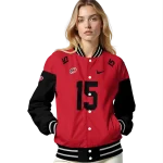 customized carolina hurricanes team patch red varsity jacket best selling