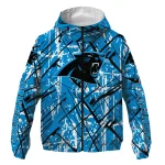 customized carolina panthers brushstroke pattern blue windbreaker jacket best selling