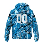 customized carolina panthers brushstroke pattern blue windbreaker jacket best selling