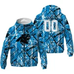 customized carolina panthers brushstroke pattern blue windbreaker jacket best selling