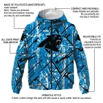 customized carolina panthers brushstroke pattern blue windbreaker jacket best selling