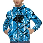 customized carolina panthers brushstroke pattern blue windbreaker jacket best selling