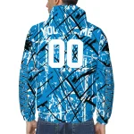 customized carolina panthers brushstroke pattern blue windbreaker jacket best selling