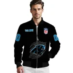 customized carolina panthers claw scratch black bomber jacket best selling
