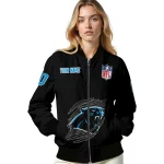 customized carolina panthers claw scratch black bomber jacket best selling