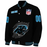 customized carolina panthers claw scratch black varsity jacket best selling