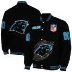 customized carolina panthers claw scratch black varsity jacket best selling