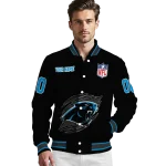 customized carolina panthers claw scratch black varsity jacket best selling