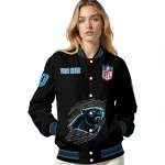 customized carolina panthers claw scratch black varsity jacket best selling