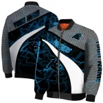 customized carolina panthers electric flash blue bomber jacket best selling