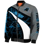 customized carolina panthers electric flash blue bomber jacket best selling