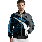 customized carolina panthers electric flash blue bomber jacket best selling