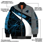 customized carolina panthers electric flash blue bomber jacket best selling