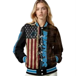 customized carolina panthers flag wood brown varsity jacket best selling