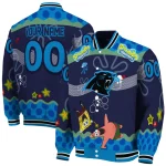 customized carolina panthers spongebob playtime blue varsity jacket best selling