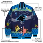 customized carolina panthers spongebob playtime blue varsity jacket best selling
